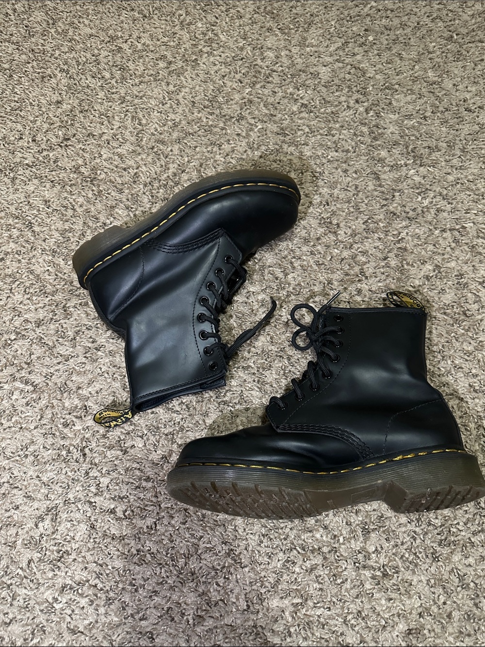 Dr. Martens 1460 W Black Leather Combat Lace Up Boots